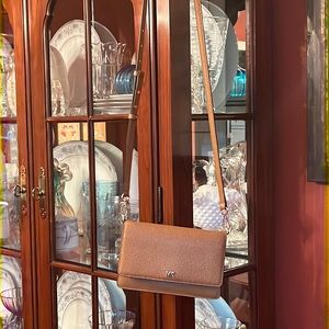 Micheal K. genuine medium/dark leather small crossbody… great condition.